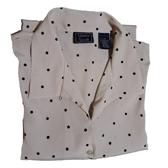 Laura Scott Womens Blouse Size 18 Tan Polka Dot Staple Casual Office Corpcore - Picture 1 of 10